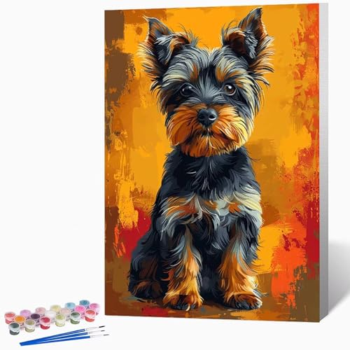 Tier Malen Nach Zahlen Erwachsene Hund Malen Nach Zahlen DIY Set Erwachsene 70x95cm, Kreativ Handgemalt Leinwand Set Mit 3-Pinseln Und Acrylfarbe, Geschenke, Deko FüR Frauen (Ohne Rahmen) -LKF07983J von Generic