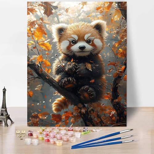 Tier Malen Nach Zahlen Erwachsene Panda Malen Nach Zahlen Kreativ Set Erwachsene 60×80cm, Leinwand Ölgemälde Bastelset mit Pinsel und Farben für Zimmer Deko, Geschenke für Frauen, Ohne Rahmen -XY16F von Generic