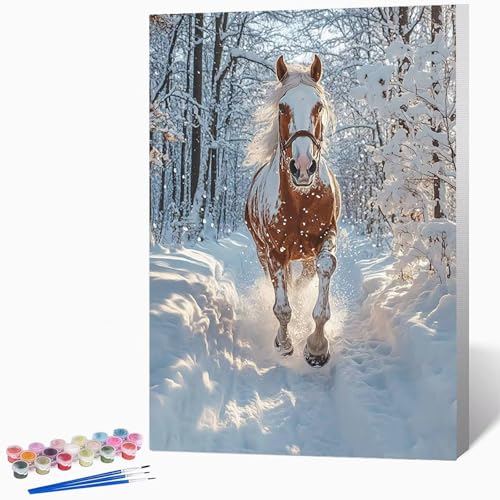 Tier Malen Nach Zahlen Erwachsene Pferd Malen Nach Zahlen DIY Set Erwachsene 100×135cm, Kreativ Handgemalt Leinwand Set Mit 3-Pinseln Und Acrylfarbe, Geschenke FüR Frauen (Ohne Rahmen) -LKF077274 von Generic