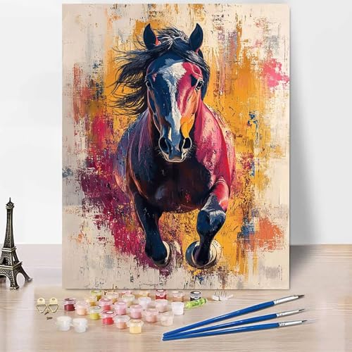 Tier Malen Nach Zahlen Erwachsene Pferd Malen Nach Zahlen Kreativ Set Erwachsene 100×135cm, Leinwand Ölgemälde Bastelset mit Pinsel und Farben für Zimmer Deko, Geschenke für Frauen, Ohne Rahmen -XY368 von Generic
