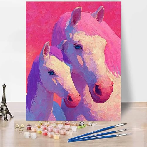 Tier Malen Nach Zahlen Erwachsene Pferd Malen Nach Zahlen Kreativ Set Erwachsene 100×135cm, Leinwand Ölgemälde Bastelset mit Pinsel und Farben für Zimmer Deko, Geschenke für Frauen, Ohne Rahmen -XY54X von Generic