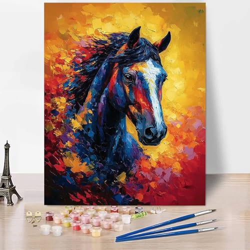 Tier Malen Nach Zahlen Erwachsene Pferd Malen Nach Zahlen Kreativ Set Erwachsene 30×40cm, Leinwand Ölgemälde Bastelset mit Pinsel und Farben für Zimmer Deko, Geschenke für Frauen, Ohne Rahmen -XY938 von Generic