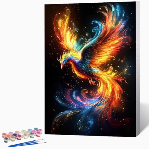 Tier Malen Nach Zahlen Erwachsene PhöNix Malen Nach Zahlen DIY Set Erwachsene 50 x 65 cm, Kreativ Handgemalt Leinwand Set Mit 3-Pinseln Und Acrylfarbe, Geschenke FüR Frauen (Ohne Rahmen) -LKF0742CZ von Generic