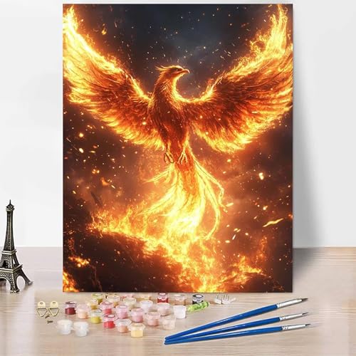 Tier Malen Nach Zahlen Erwachsene PhöNix Malen Nach Zahlen Kreativ Set Erwachsene 30 x 40 cm, Leinwand Ölgemälde Bastelset mit Pinsel und Farben für Deko, Geschenke für Frauen, Ohne Rahmen -XY664 von Generic