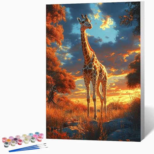 Tier Malen Nach Zahlen Erwachsene Reh Malen Nach Zahlen DIY Set Erwachsene 20×30cm, Kreativ Handgemalt Leinwand Set Mit 3-Pinseln Und Acrylfarbe, Geschenke, Deko FüR Frauen (Ohne Rahmen) -LKF07835C von Generic