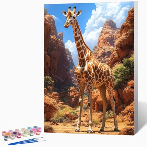 Tier Malen Nach Zahlen Erwachsene Reh Malen Nach Zahlen DIY Set Erwachsene 50×65cm, Kreativ Handgemalt Leinwand Set Mit 3-Pinseln Und Acrylfarbe, Geschenke, Deko FüR Frauen (Ohne Rahmen) -LKF075113 von Generic