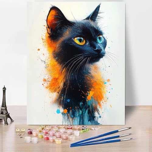 Tier Malen Nach Zahlen Erwachsene Schwarze Katze Malen Nach Zahlen Kreativ Set Erwachsene 40x60cm, Leinwand Ölgemälde Bastelset mit Pinsel und Farben für Deko, Geschenke für Frauen, Ohne Rahmen -XY77Z Tier Malen Nach Zahlen Erwachsene Schwarze Katze Malen Nach Zahlen Kreativ Set Erwachsene 40x60cm, Leinwand Ölgemälde Bastelset mit Pinsel und Farben für Deko, Geschenke für Frauen, Ohne Rahmen -XY77Z von Generic