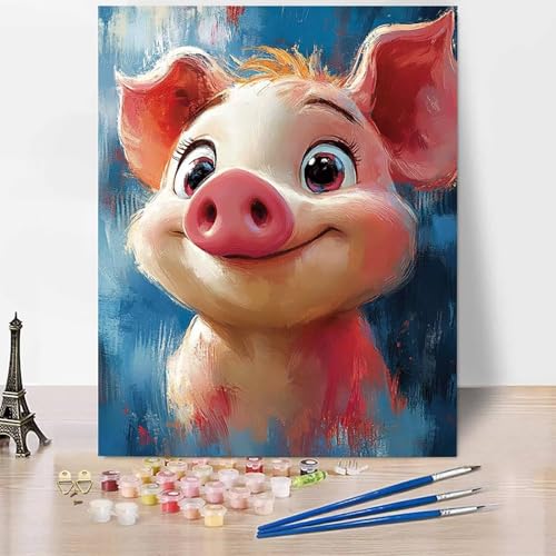 Tier Malen Nach Zahlen Erwachsene Schwein Malen Nach Zahlen Kreativ Set Erwachsene 100 x 135 cm, Leinwand Ölgemälde Bastelset mit Pinsel und Farben für Deko, Geschenke für Frauen, Ohne Rahmen -XY54P von Generic