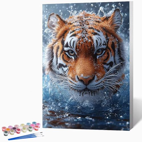 Tier Malen Nach Zahlen Erwachsene Tiger Malen Nach Zahlen DIY Set Erwachsene 100×135cm, Kreativ Handgemalt Leinwand Set Mit 3-Pinseln Und Acrylfarbe, Geschenke FüR Frauen (Ohne Rahmen) -LKF07362A von Generic