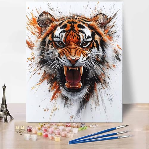Tier Malen Nach Zahlen Erwachsene Tiger Malen Nach Zahlen Kreativ Set Erwachsene 50×65cm, Leinwand Ölgemälde Bastelset mit Pinsel und Farben für Zimmer Deko, Geschenke für Frauen, Ohne Rahmen -XY87F Tier Malen Nach Zahlen Erwachsene Tiger Malen Nach Zahlen Kreativ Set Erwachsene 50×65cm, Leinwand Ölgemälde Bastelset mit Pinsel und Farben für Zimmer Deko, Geschenke für Frauen, Ohne Rahmen -XY87F von Generic