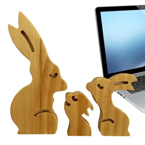 Tierfamilienfiguren aus Holz, Tierpuzzle aus Holz für die Familie - Tierfamilie Kunstpuzzle | liebevolle Familien-Deko-Skulptur für Muttertag und Vatertag von Generic