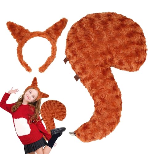 Tierkleidung für Kinder – Cosplay, Eichhörnchen-Schwanz und Stirnband, Plüschstoff, niedliches Outfir-Plüsch, weiches Cosplay-Zubehör für Schule, Aufführung, Geburtstag, Halloween, Zoo-Event, 45 cm Tierkleidung für Kinder – Cosplay, Eichhörnchen-Schwanz und Stirnband, Plüschstoff, niedliches Outfir-Plüsch, weiches Cosplay-Zubehör für Schule, Aufführung, Geburtstag, Halloween, Zoo-Event, 45 cm von Generic