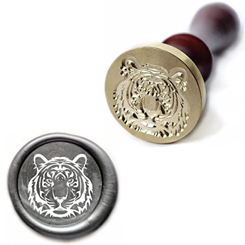 Tiermuster Siegelwachs Stempel Kupfersiegel und Holzhitzer Wachsstempel Kit für Karten Umschläge Geschenkverpackung (Tiger) von Generic