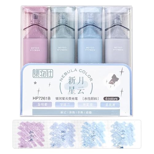Tintenmarker - Glitzer Pastell Highlighter Stift Set, Ästhetische Neon -Farbwerkzeuge | Smooth Writing Journal-Marker, Verschmutzungsbeständiger Studienmarker, Soft Ink Art Pen Kit, Note von Generic
