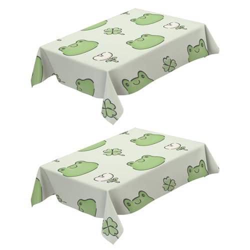 Tischdecke Abwaschbar 2 Stück Cartoon-Frosch 120x160 cm Lotuseffekt Tischtuch Wasserabweisend Tafeldecke Tischwäsche Fleckschutz Pflegeleicht Abwaschbar Schmutzabweisend von Generic