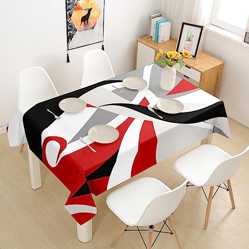 Tischdecke Geometrisch Abstrakt Kunst Vintage Geometrie Rot Tischtuch Pflegeleicht Tischdekoration Schmutzabweisend Rechteckige Tischdecke Für Esstisch Outdoor Party 137X183CM von Generic