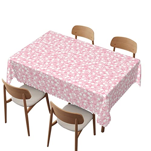 Tischdecke Kirsche Blassrosa Blau Tischwäsche Schmutzabweisend Rechteckige Tischdecke Wasserdicht Tischdekoration Für Esstisch Outdoor Party 137X183CM von Generic