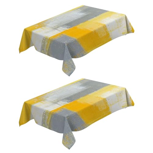 Tischdecke Rechteckig 2 Stück Krawattenfarbe 140x220 cm Garten Tischdecken Fleckschutz Pflegeleicht Abwaschbar Schmutzabweisend Table Cloth für Küche Esstisch Couchtisch Parteien - Gelbgrau Tischdecke Rechteckig 2 Stück Krawattenfarbe 140x220 cm Garten Tischdecken Fleckschutz Pflegeleicht Abwaschbar Schmutzabweisend Table Cloth für Küche Esstisch Couchtisch Parteien - Gelbgrau von Generic