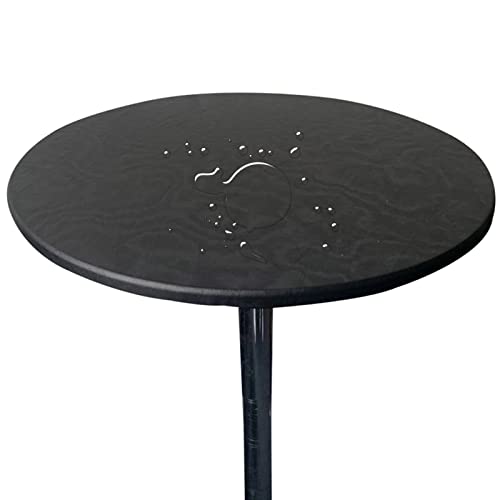 Tischdecke Runde Stretch Tischtuch Wasserdicht Abwischbar Tischschutz Für Drinnen Und Draußen (60cm (Rund),Schwarz) von Generic