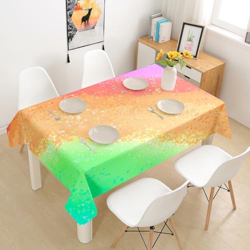 Tischdecke Süßer Regenbogen Schöne Regenbogen Mehrfarbig Bunt Grün Rechteckige Tischdecke Pflegeleicht Tischwäsche Wasserdicht Tischtuch Für Party Küche Outdoor 137X183CM von Generic