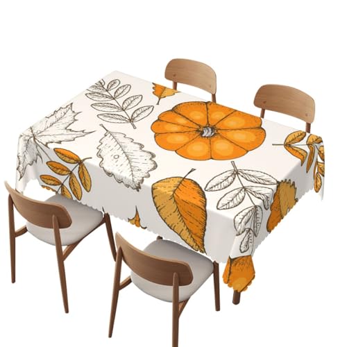 Tischdecke Thanksgiving Day Herbstblätter Illustration, Beige Rechteckige Tischdecke Premium Tischtuch Pflegeleicht Tischwäsche Für Küche Esstisch Party 137X183CM von Generic