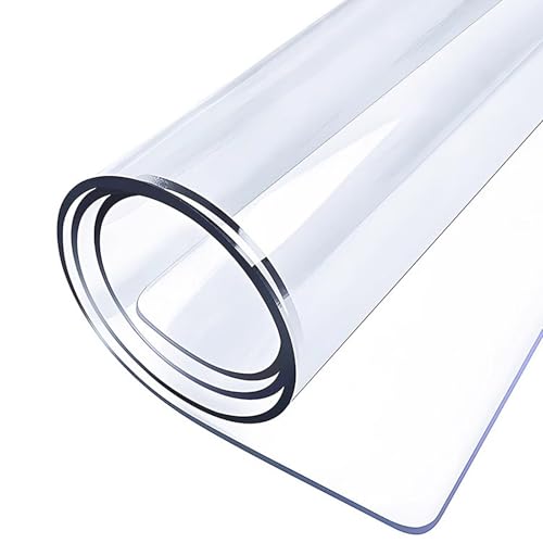 Tischdecke Transparent Bodenschutzmatte Bürostuhl 0.80 mm Garten-Tischdecke Tischschutz-Folie Wasserdicht Ölbeständig für Küche, Wohnzimmer und Garten(27x51inch=70x130cm) von Generic