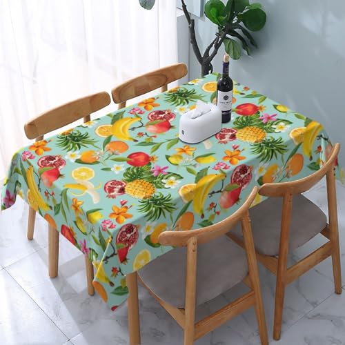 Tischdecke abwischbar Rechteck 60x102in(150x260cm) Garten tischdecke mit Banane und Ananas Motiv, Dekorative Tischdeko für KücheEsszimmer tischdecke Outdoor wetterfest von Generic
