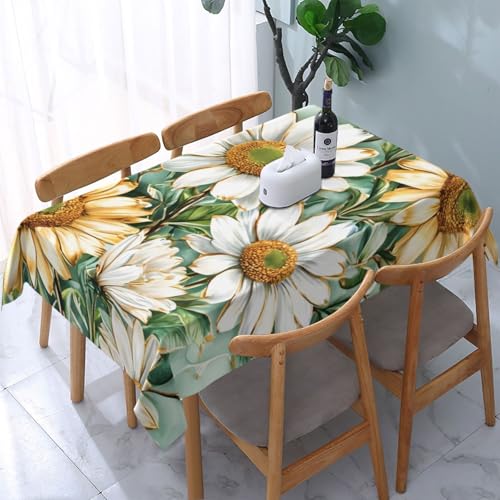 Tischdecke abwischbar Rechteck 60x120in(150x300cm) Garten tischdecke mit Großes Gänseblümchen Motiv, Dekorative Tischdeko für KücheEsszimmer tischdecke Outdoor wetterfest von Generic