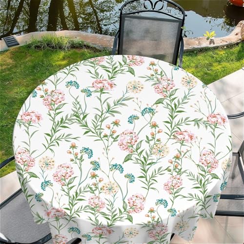 Tischdecke abwischbar Rund 60"(150x150cm), Garten tischdecke mit Grün Motiv, Dekorative Tischdeko für KücheEsszimmer tischdecke Outdoor wetterfest von Generic
