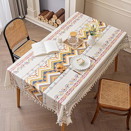 Tischdecke mit Fleckschutz Eckig 80x120cm, Fleckenabweisende und Bügelfreie Tischdecke, Tischtuch mit Lotuseffekt, Abwaschbar Küchentischdecke, für Wohnzimmer, Esszimmer, Balkon, Garten von Generic