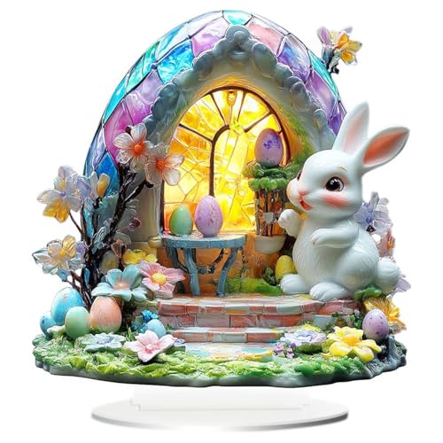 Tischdekoration für Osterhasen, Cartoon, Tischdekoration, Osterhase aus Acryl, Dekoration mit niedlichem Hasenbild für den von Generic