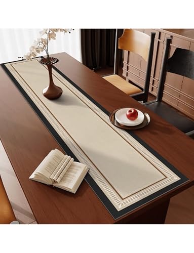 Tischläufer Wasser- und ölbeständige Ledertischdecke - Perfekter Läufer für Couchtische, Esstische, Wohnzimmerdekorationen und jede Gelegenheit(F,33x140cm/12.87x54.6in) von Generic