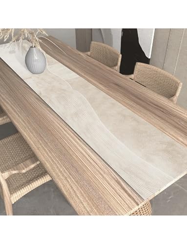 Tischläufer Wasser- und ölbeständige Ledertischdecke - Perfekter Läufer für Couchtische, Esstische, Wohnzimmerdekorationen und jeden Anlass(H,33x220cm/12.87x85.8in) von Generic
