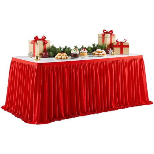 Tischrock, Tischrock aus Stoff, 1,8 m / 2,7 m, für Rechteck | Dekoration für Party für Weihnachten, Innen- und Außenbereich, Babyparty, Hochzeit, Geburtstag, Partys Halloween von Generic