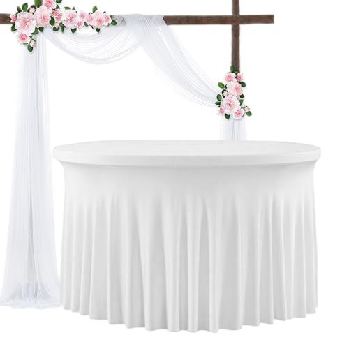 Tischrock | Elastische Tischdecke anpassbar für runde Tische | wiederverwendbare Tischdecke 150 cm/180 cm mit Rock für Geburtstag Hochzeit Karneval Halloween Baby Shower Bankett Tischrock | Elastische Tischdecke anpassbar für runde Tische | wiederverwendbare Tischdecke 150 cm/180 cm mit Rock für Geburtstag Hochzeit Karneval Halloween Baby Shower Bankett von Generic