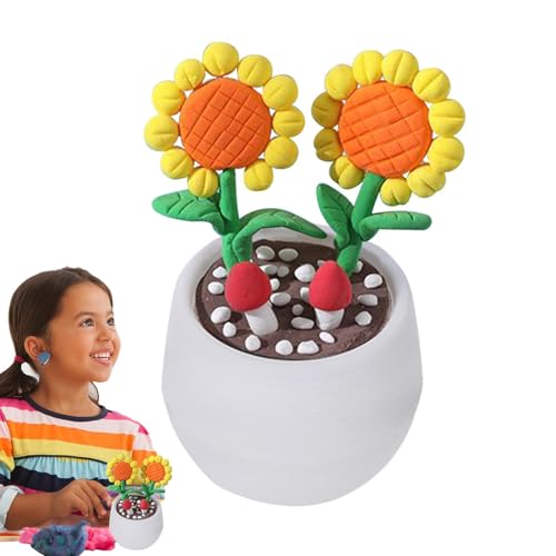 Ton-Set für Modelliermasse für | Niedliches Blumentopf-Handwerk, sicher und harmlos, lustiges Lernspielzeug, Hand-Auge-Koordination, Fantasie für von Generic