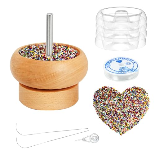 Tonperlenset – Holzperlen-Spinner, schneller Perlenspinner | Perlenspinner aus Ton mit Nadeln für Perlen und Perlen an der Taille, Schüssel zum Drehen von Perlen für von Generic