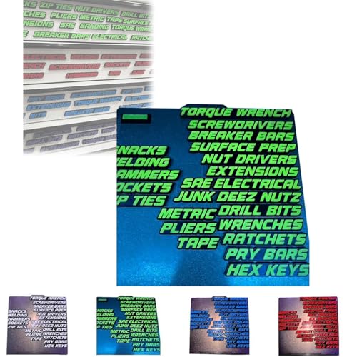 Toolbox -Schubladen -Tags, 3D Magnetic Tool Box -Organizer -Etiketten, ultimative Magnet -Toolbox -Etiketten, einfach zu lesen Druck -"Quick & Easy" & einstellbar, passt zu allen Marken (Green) von Generic