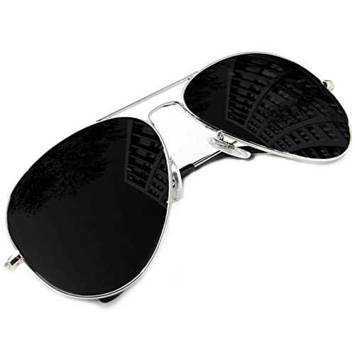 Top Gun Slider Brille Kostüm Pilot Luftfahrt Zubehör Maverick UV-Sonnenbrille Spiegel UV-Sonnenbrille und silberner Rahmen von Generic