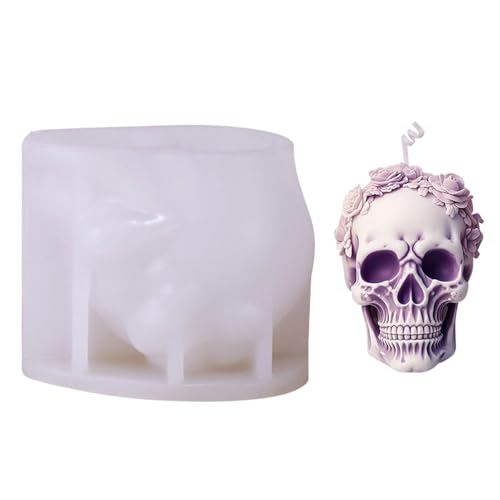 Totenkopf-Harzform, Silikonform mit Totenkopfmotiv, Silikonformen mit Rosenschädel für Kerzen, Gießen aus Epoxidharz, handgefertigte Formen zur Kerzenherstellung zur Dekoration Totenkopf-Harzform, Silikonform mit Totenkopfmotiv, Silikonformen mit Rosenschädel für Kerzen, Gießen aus Epoxidharz, handgefertigte Formen zur Kerzenherstellung zur Dekoration von Generic