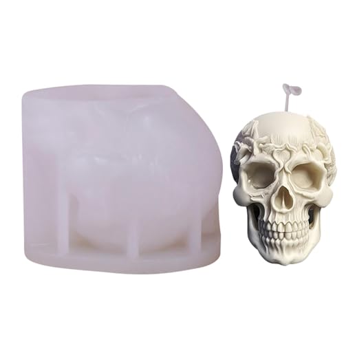 Totenkopfform aus Silikon, Totenkopfform – Silikonformen mit Rosenschädel für Kerzen, aus Epoxidharz, handgefertigte Formen zur Kerzenherstellung für Dekorationen von H von Generic