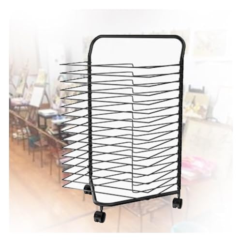 Tragbarer Kunst-Trockenständer, platzsparender Organizer mit 16 Ablagen und Rädern, ideal für Schulen, Klassenzimmer, Studios und Kunstclubs von Generic