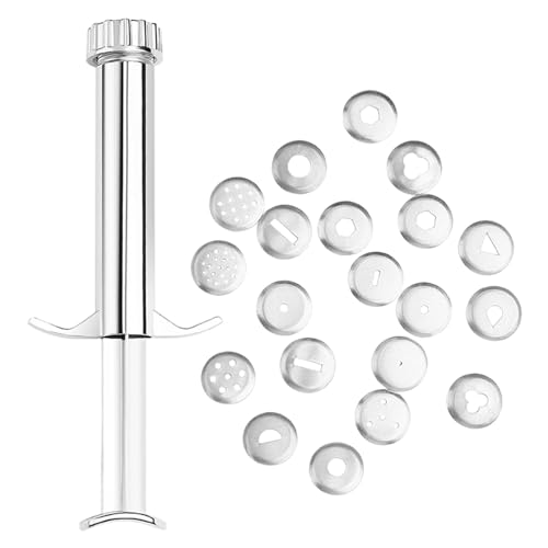 Tragbarer Ton-Extruder, Ton-Werkzeug-Extruder, Fondant, Dekorationswerkzeug, aus Edelstahl, abnehmbar, einfach anzubringen, mit 20 Spitzen Tragbarer Ton-Extruder, Ton-Werkzeug-Extruder, Fondant, Dekorationswerkzeug, aus Edelstahl, abnehmbar, einfach anzubringen, mit 20 Spitzen von Generic