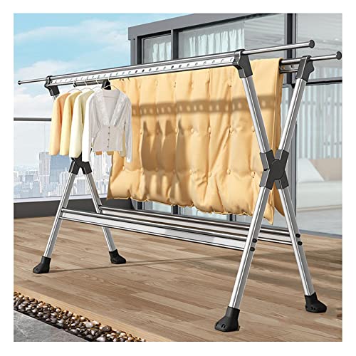 Tragbarer Wäscheständer für Balkongeländer, Fensterbank, Wäscheständer mit Verstellbarer Stützstange, Wäscheständer, stark belastbar, Winddicht, stabil, Silber-L250cm/98in Tragbarer Wäscheständer für Balkongeländer, Fensterbank, Wäscheständer mit Verstellbarer Stützstange, Wäscheständer, stark belastbar, Winddicht, stabil, Silber-L250cm/98in von Generic