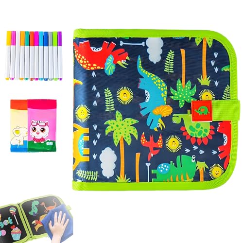Tragbares löschbares Graffiti-Zeichenbuch, löschbares Buch-Kritzelset, magisches Zeichenbuch mit 12 Aquarellstiften, 14-seitiges Zeichnen, pädagogische Zeichenspielzeuggeschenke(Green) von Generic
