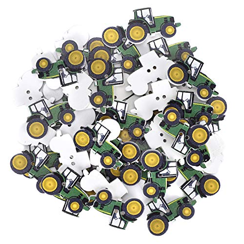 Traktor -Nähknöpfe, Niedliche Cartoon Traktormalerei Weihnachtsdekoration 150pcs Holzknopf Holzknopf für Kleidung Rucksack Wandtür von Generic