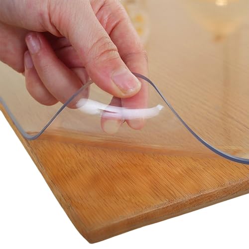 Transparent Tischschutz Glasklar Tischdecke Tischfolie 1.5 mm Wasserdicht PVC Folie Tisch Abwaschbar Transparent tischdecke für Büro Zuhause(Transparent,100x190 cm) von Generic