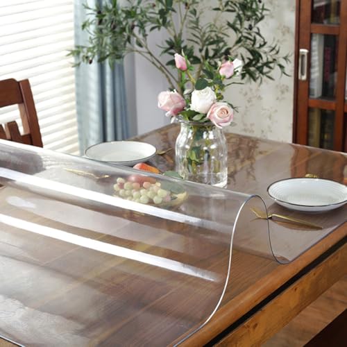 Transparente PVC-Tischdecke 1.5mm Dicke - wasserdichte & Ölresistente Schutzfolie für Küchenarbeitsplatten, Büroschreibtische und Esstische, Abwischbar Oberfläche(70X100CM) von Generic