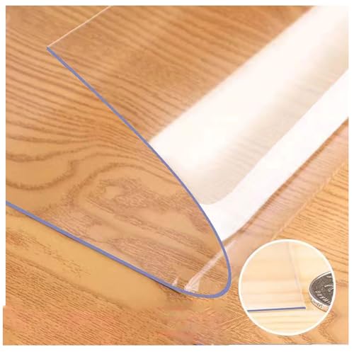 Transparente Tischdecke, durchsichtige PVC-Unterlage, rechteckige Schreibtischunterlage, PVC-Tischdeckenbezug, leicht zu reinigen, wasserdicht und hitzebeständig, ölbeständig von Generic