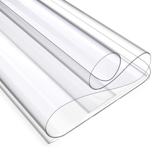 Transparenter Tischdeckenschutz, Kunststoff-Tischdecke 2 mm dick, transparenter PVC-Tischschutz, rechteckige Vinyl-Tischdecke für Küche, Kommode, Schreibtisch und Esszimmertisch von Generic